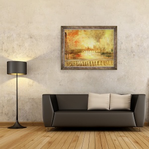 Tablou inramat - scoala engleza - Arderea Caselor Parlamentului, 60 x 80 cm - Img 2