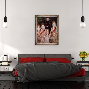 Tablou inramat - scoala engleza - Grupul Tasburgh, Lettice Cressy, Lady Tasburgh din Bodney, Norfolk si copiii ei, 70 x 90 cm - Img 3