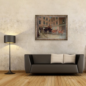 Tablou inramat - scoala engleza - Plecarea diligentei de la Southampton, 60 x 80 cm - Img 2