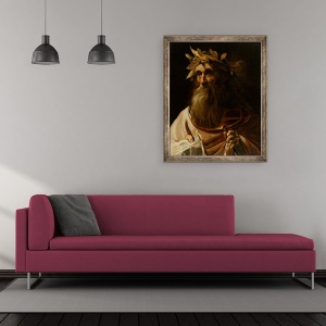 Tablou inramat - Scoala Flamanda - Portretul Poetului Homer, 50 x 60 cm - Img 2