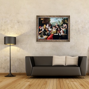 Tablou inramat - Scoala flamanda - Scena Galante la Portile Parisului II, 60 x 80 cm - Img 2