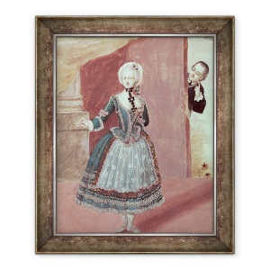 Tablou inramat - Scoala Franceza - Actrita in rolul lui Rosine in Barbierul din Sevilla de Pierre-Augustin Caron de Beaumarchais 1732-99, 70 x 85 cm