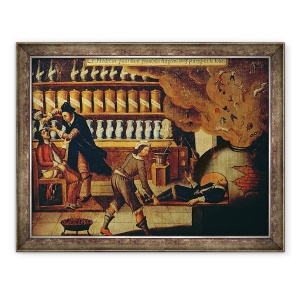 Tablou inramat - Scoala franceza - Atelierul Farmacistului, 70 x 90 cm
