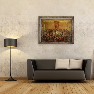Tablou inramat - Scoala franceza - Banchet dat in onoarea lui Ludovic al XIV-lea 1638-1715 de catre Corpul Municipal la Hotel-de-Ville, 60 x 80 cm - Img 2