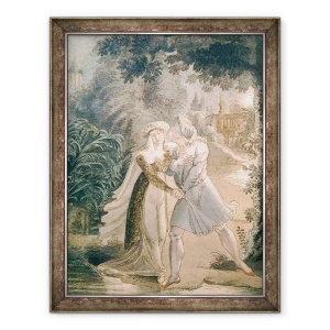 Tablou inramat - Scoala franceza - Blanca si Abon Hamet in Gradinile Alhambrei, 70 x 90 cm