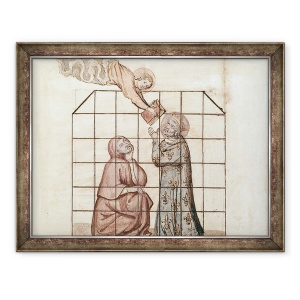 Tablou inramat - Scoala franceza - Doamna 1779 fol.76v St. Louis inchis, din Memoires pour la vie de saint Louis, 60 x 80 cm