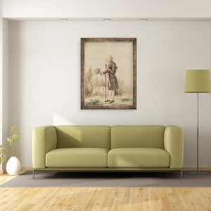 Tablou inramat - Scoala franceza - Jean-Jacques Rousseau 1712-78 Culegand ierburi la Ermenonville, 60 x 80 cm - Img 2