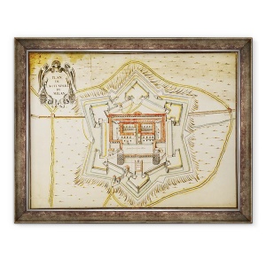 Tablou inramat - Scoala franceza - Planul cetatii Milano, 60 x 80 cm