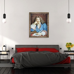 Tablou inramat - Scoala franceza - Portretul lui Moliere 1622-73, 70 x 90 cm - Img 3