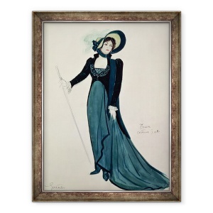 Tablou inramat - Scoala Italiana - Design-ul costumului pentru Tosca, 60 x 80 cm