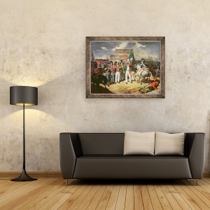 Tablou inramat - Scoala Mexicana - Santa Anna sfideaza trupele spaniole de Ferdinand VII, 60 x 80 cm - Img 2