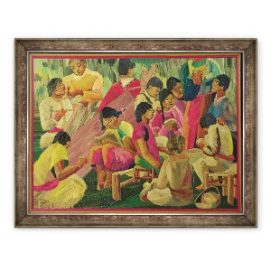 Tablou inramat - Scoala Mexicana - Scena sat mexican, 60 x 80 cm