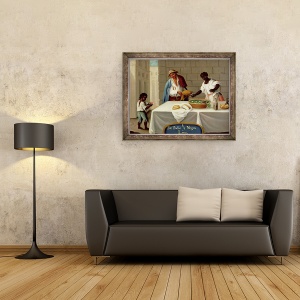 Tablou inramat - Scoala Mexicana - Un indian american si sotia lui negra, 60 x 80 cm - Img 2