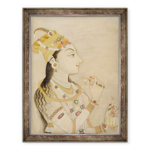 Tablou inramat - Scoala Mughal - Portretul idealizat al imparatesei Mogul Nur Jahan, 70 x 90 cm