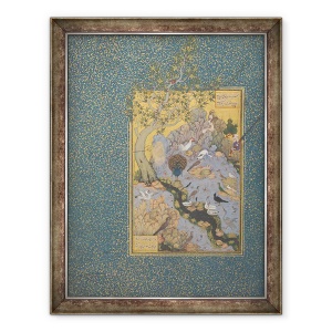 Tablou inramat - Scoala Persana - Concursul pasarilor, 70 x 90 cm