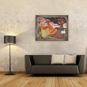 Tablou inramat - Scoala Persana - Femeia de la Curtea lui Shah Abbas I, 60 x 80 cm - Img 2