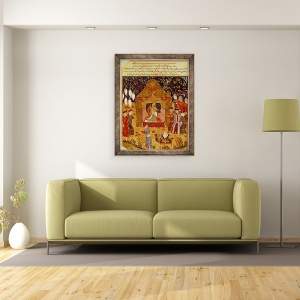 Tablou inramat - Scoala Persana - Temujin a proclamat el insusi Genghis Han, fiii sai Ogodei si Joci la dreapta, 60 x 80 cm - Img 2