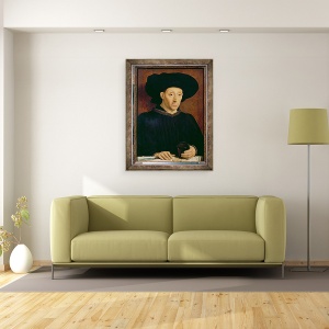 Tablou inramat - Scoala Portugheza - Om cu un pahar de vin, 60 x 80 cm - Img 2