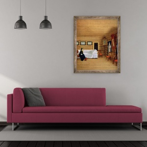 Tablou inramat - Scoala Rusa - Interior cu o femeie asezata, 50 x 60 cm - Img 2