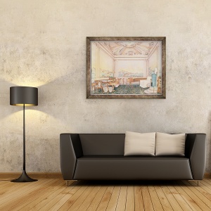 Tablou inramat - Scoala Rusa - Interiorul salii de primire intr-un conac, 60 x 80 cm - Img 2