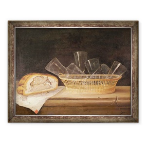 Tablou inramat - Sebastian Stoskopff - Cos cu Ochelari si Placinta, 70 x 90 cm