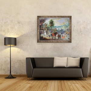 Tablou inramat - Sebastian Vrancx - Scena jafului intr-un sat, 70 x 90 cm - Img 2