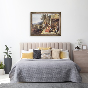 Tablou inramat - Sebastien Bourdon - Boemieni si soldati in repaus, 60 x 80 cm - Img 3