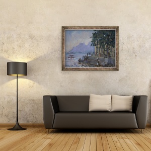 Tablou inramat - Sue Wales - Spalarea pe treptele de la Udaipur, 2012, 70 x 90 cm - Img 2