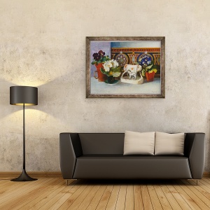 Tablou inramat - Terry Scales - Vaca Staffordshire cu Primulaes, 60 x 80 cm - Img 2