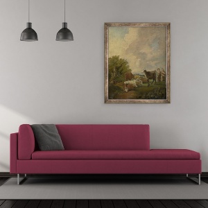 Tablou inramat - Thomas Gainsborough - Cifre si bovine intr-un peisaj, 50 x 60 cm - Img 2
