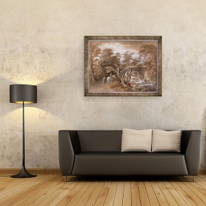 Tablou inramat - Thomas Gainsborough - O piscina Woodland cu pietre si plante, 60 x 80 cm - Img 2