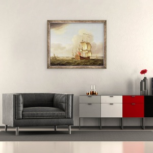 Tablou inramat - Thomas Mellish - Transport maritim in estuarul Tamisei, 50 x 60 cm - Img 2
