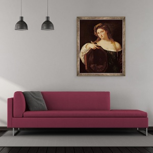 Tablou inramat - Titian - Alegorie de vanitate, sau Tanara femeie cu o oglinda, 50 x 60 cm - Img 2