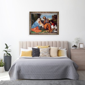Tablou inramat - Titian - Sfanta familie si un pastor, 60 x 80 cm - Img 2
