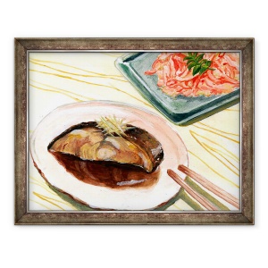Tablou inramat - Tomoko FURUYA - Peste fiert si tempura, 70 x 90 cm