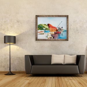 Tablou inramat - Tony Fandino - Barci la Skiathos I, 60 x 80 cm - Img 2