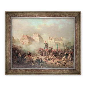 Tablou inramat - Tony Francois de Bergue - Ofiter care da ordinul de tragere, 70 x 85 cm