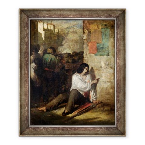 Tablou inramat - Tony Johannot - Baricada din 1848 sau, Insurgentii raniti, 50 x 60 cm