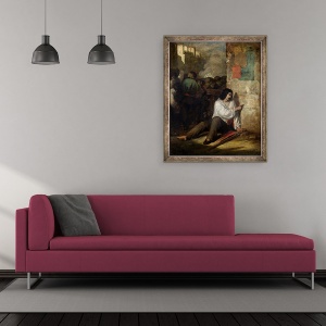 Tablou inramat - Tony Johannot - Baricada din 1848 sau, Insurgentii raniti, 50 x 60 cm - Img 2