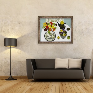 Tablou inramat - Vanessa Bowman - Nasturtiums in Ulcior Geometric, 70 x 90 cm - Img 2