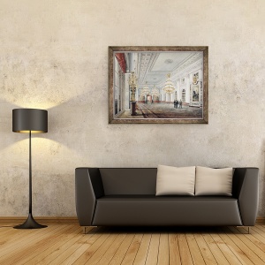 Tablou inramat - Vasili Semenovich Sadovnikov - Sala Mare, Palatul de Iarna, Sankt Petersburg, 70 x 90 cm - Img 2
