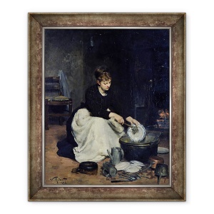Tablou inramat - Victor Gabriel Gilbert - Camerista de spalat in bucatarie, 70 x 85 cm
