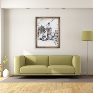 Tablou inramat - Vincent Alexander Booth - Biserica din Laignes Franta, 2007, 70 x 90 cm - Img 2
