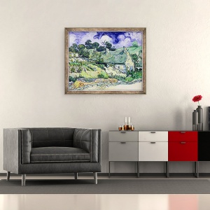Tablou inramat - Vincent van Gogh - Casute de paie la Cordeville, Auvers-sur-Oise, 50 x 60 cm - Img 2