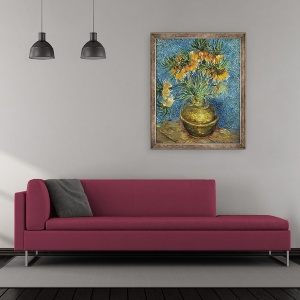 Tablou inramat - Vincent van Gogh - Coroana Imperial Fritilaries intr-o vaza de cupru, 50 x 60 cm - Img 2