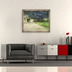 Tablou inramat - Vincent van Gogh - Gradina publica cu cuplu si brad albastru - Gradina Poetului III, 50 x 60 cm - Img 2