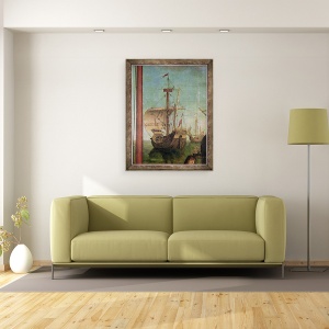 Tablou inramat - Vittore Carpaccio - intalnirea si plecarea logodnicului, din ciclul St Ursula, detaliu al unei nave, 60 x 80 cm - Img 2