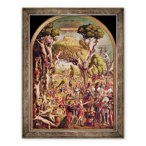 Tablou inramat - Vittore Carpaccio - Rastignirea si glorificarea celor zece mii de martiri de pe muntele Ararat, 70 x 90 cm