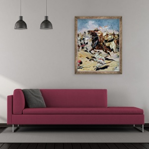 Tablou inramat - William Barnes Wollen - Acuzatia celor 21 Lancers de la Omdurman, 50 x 60 cm - Img 2