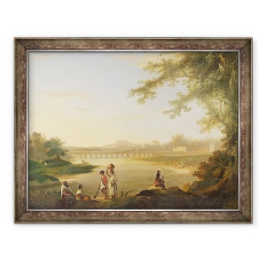Tablou inramat - William Hodges - Podul Marmalong, cu un Sepoy si Bastinasii in prim-plan, 70 x 90 cm